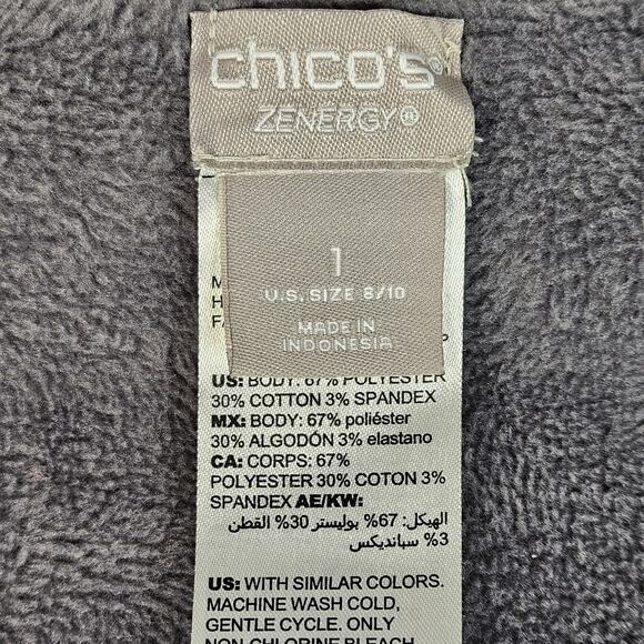 Chicos Zenergy Cardigan Gray Cozy Fleece Exposed Seams Chico’s 1 US 8/10 Medium - Picture 3 of 6